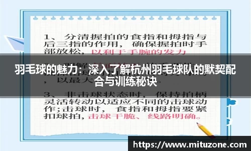 羽毛球的魅力：深入了解杭州羽毛球队的默契配合与训练秘诀